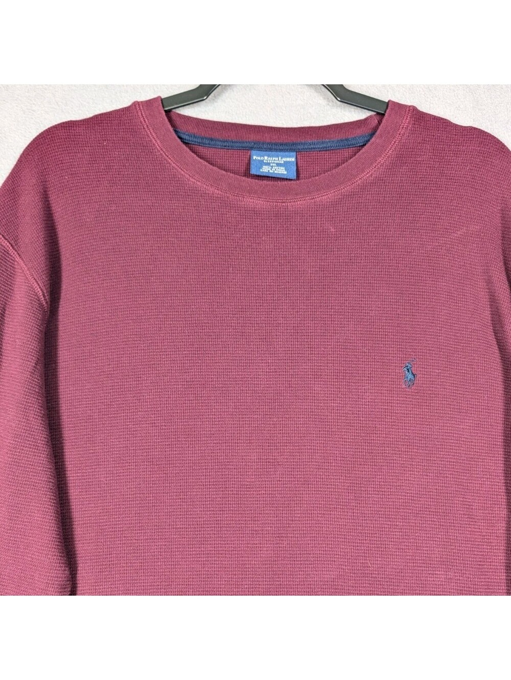 Polo Ralph Lauren Mens 2XL Burgundy Thermal Waffle Knit Long Sleeve Pony Top Tee
